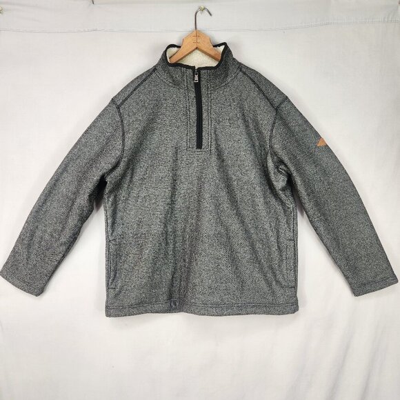 Orvis 1/4 Zip Sherpa Lined Pullover Sweater Jacket Men's XL Gray Black Pockets - Picture 1 of 7